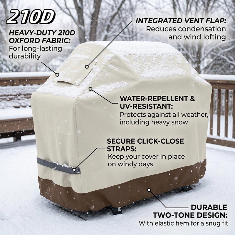 Outdoor Furniture Manufacturer - غطاء شواء خارجي 210D بيج مقاوم
