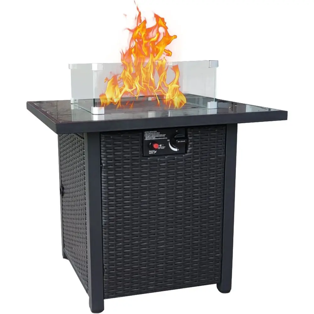 Outdoor Furniture With Fire Pit - طقم أثاث خارجي من الخوص، أريكة