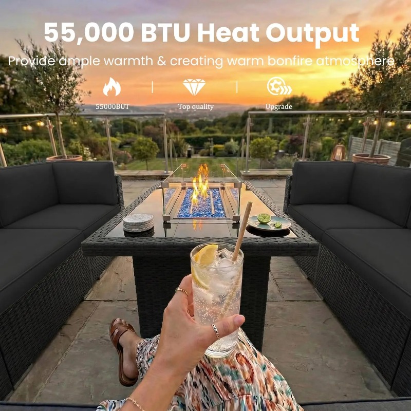 طقم أريكة من 8 قطع مصنوع من ال - مراجعة Outdoor Furniture With Fire Pit وسعره