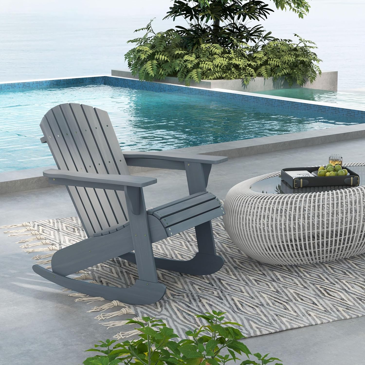 كرسي هزاز خشبي بتصميم ظهر مروح - مراجعة Outdoor Furniture With Fire Pit وسعره