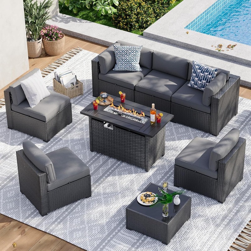 مجموعة أثاث الفناء من أوكسون م - مراجعة Outdoor Furniture With Fire Pit وسعره