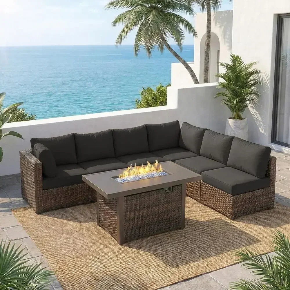 طقم أثاث خارجي مكون من 7 قطع م - مراجعة Outdoor Furniture With Fire Pit وسعره